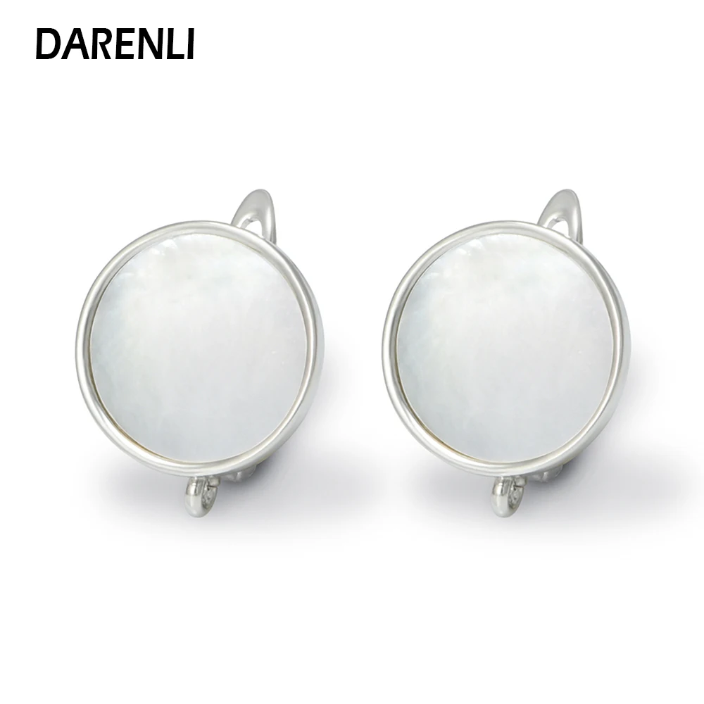 

DARENLI Round Shape French Style Natural Shell 18K Gold/Rhodium Brass Plated Earring Hooks Accessories For Jewelry For Women