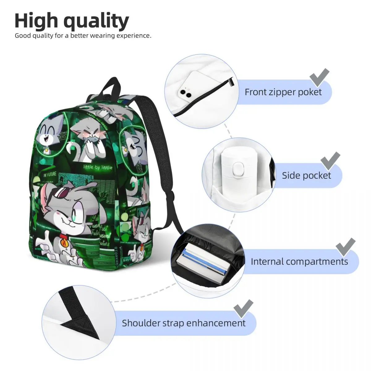 Acenix Cute Cats Zaino classico Studente sportivo Escursionismo Zaino da viaggio per uomo Donna Borse di tela per computer portatile