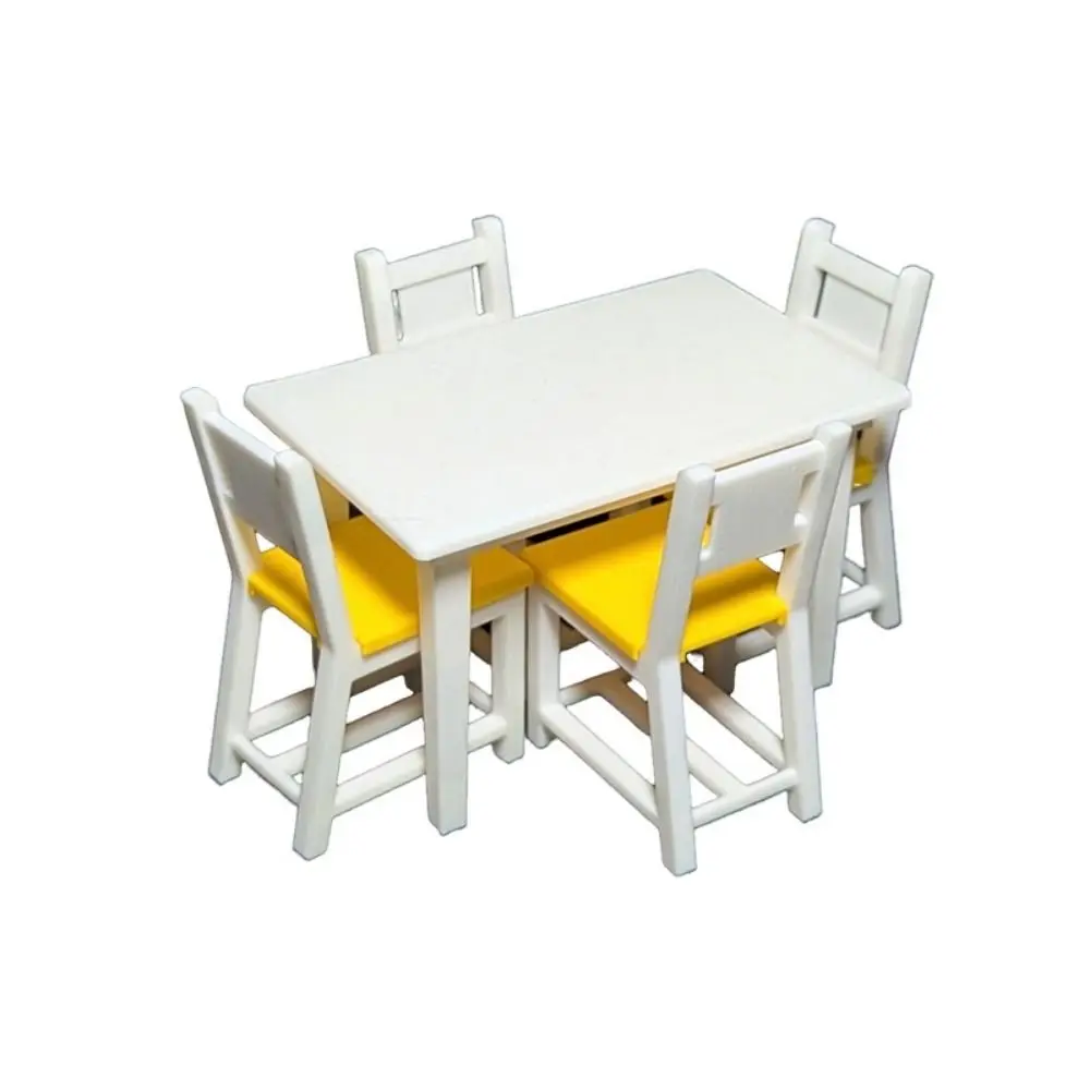 1/12 Dollhouse Miniature Wood Desk Mini Plastic Coffee Table Chairs Multistyles Simulation Furniture Model Toys view 4