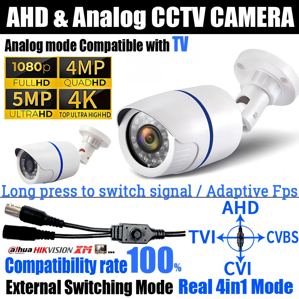 2,8 мм 4MP/5MP Ultra AHD камера 4K 1080P TVI/CVI/CVBS 4в1 OSD-переключатель HD монитор безопасности ночного видения водонепроницаемый наружный