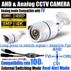 2.8mm 4MP/5MP Ultra AHD Camera 4K 1080P TVI/CVI/CVBS 4w1 OSD Switch HD Security Monitor Night Vision Wodoodporny uchwyt zewnętrzny