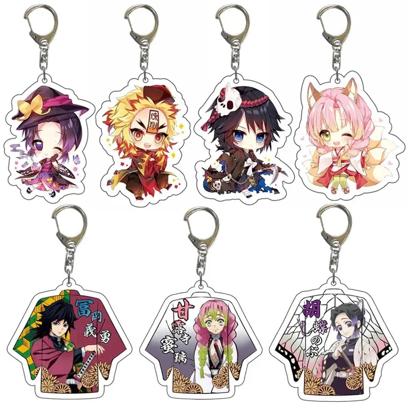 Anime Peripheral Acrylic Keychain Cartoon Character Kamado Tanjirou Key Bag Pendant Clothing Accessories Gift Ghost Slayer Blade