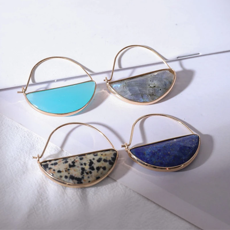 

Moon Shape Natural Gemstone Earrings for Women Amethyst Earrings Wedding Festival Jewelry Gifts for Women