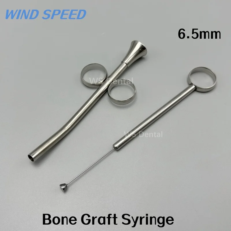 Dental Bone Graft Syringe 6.5mm Sinus Lift Surgical Injector Syringe Carrier Curved Head Stainless Steel Implant Instrument