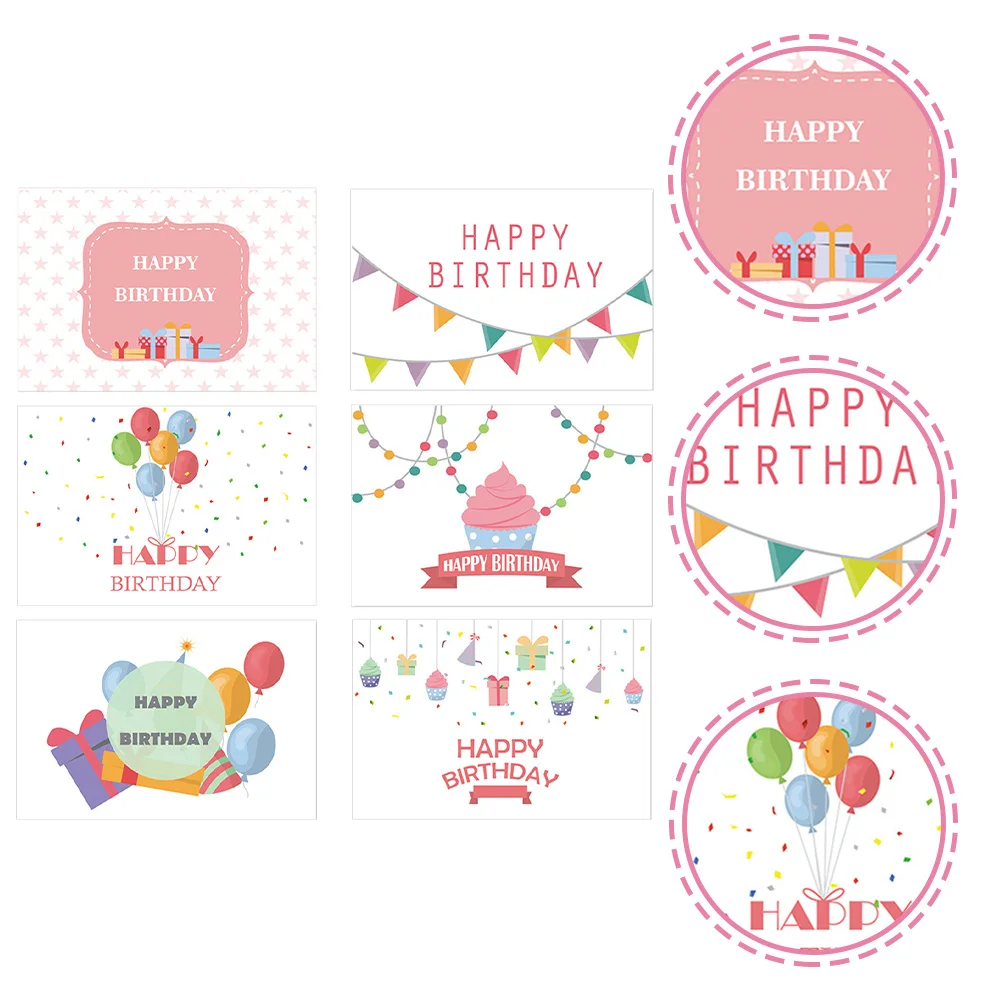 6Pcs Birthday Folding Greeting Cards Paper Material Blank Space for Writing Birthday Card Gift Party Supplies Greeting Cards