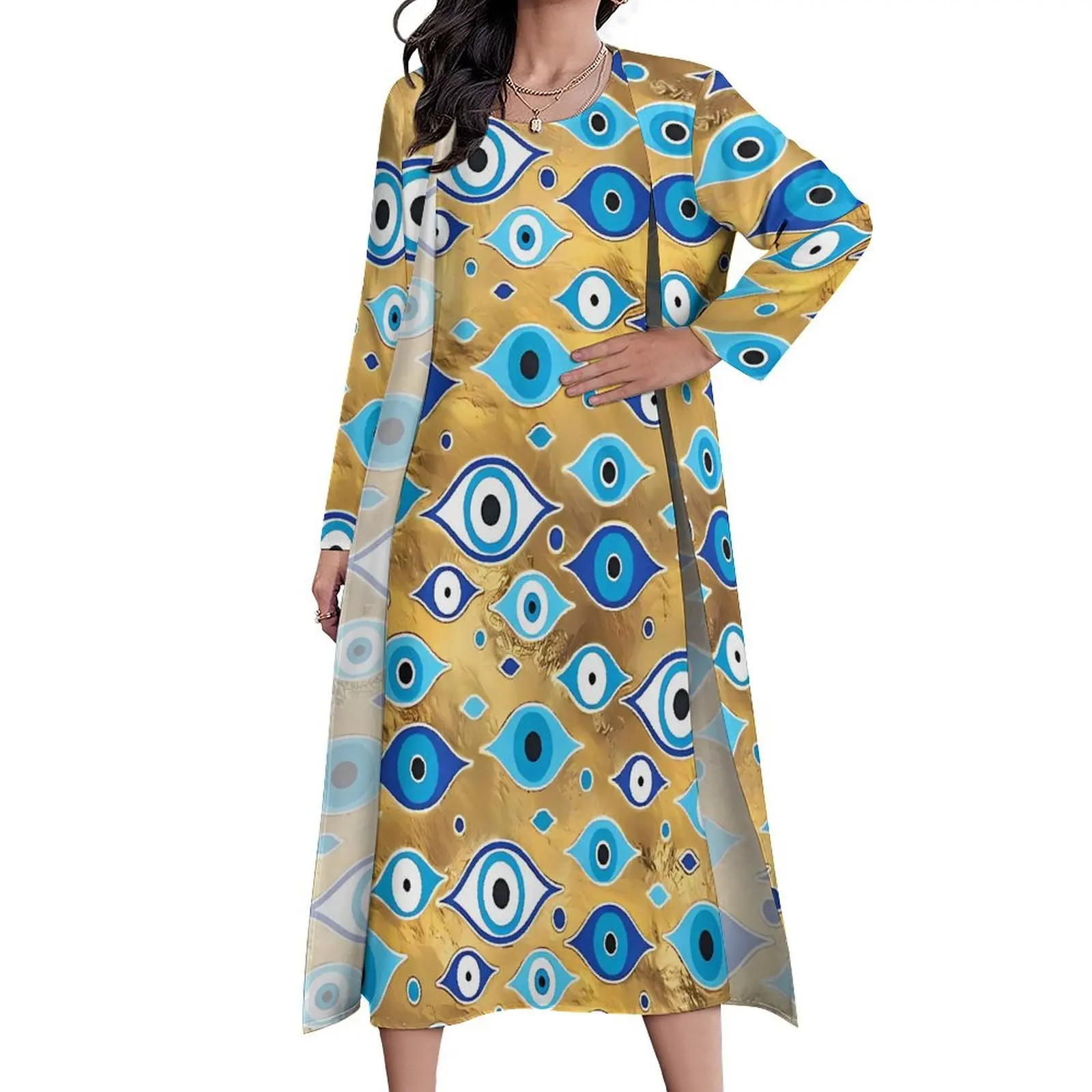 Greek Mati Mataki Dress Matiasma Evil Eye Party Maxi Dress Fashion Bohemia Long Dresses Woman Two-Piece Print Oversized Vestidos