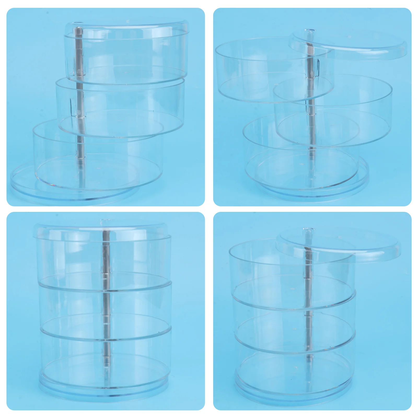 

Rotating Storage Box Transparent Plastic Desk Organizer for Jewelry Necklace Bracelet Watch Key Chain Long Life Practical Use