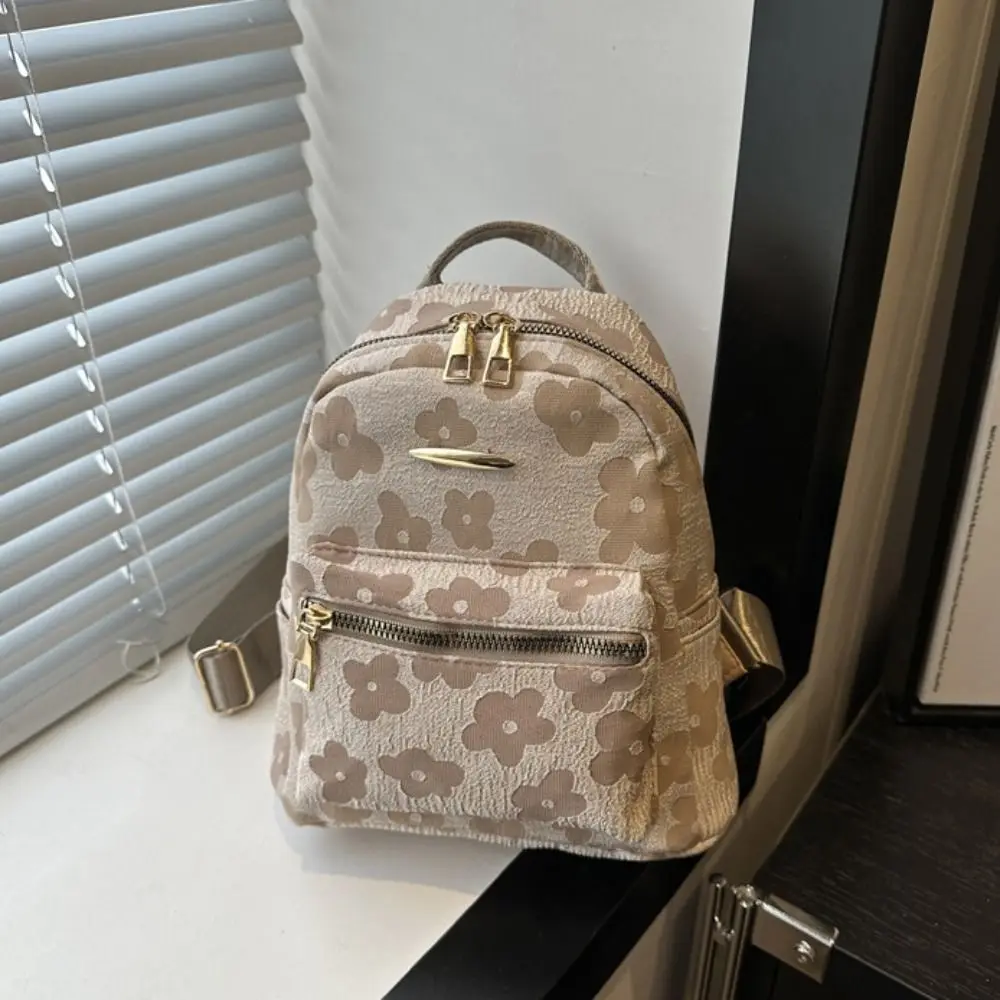 패션 캔버스 꽃 배낭 Pu 가죽 핸드백 학생 Schoolbag 대용량 한국 스타일 보관 가방 여행