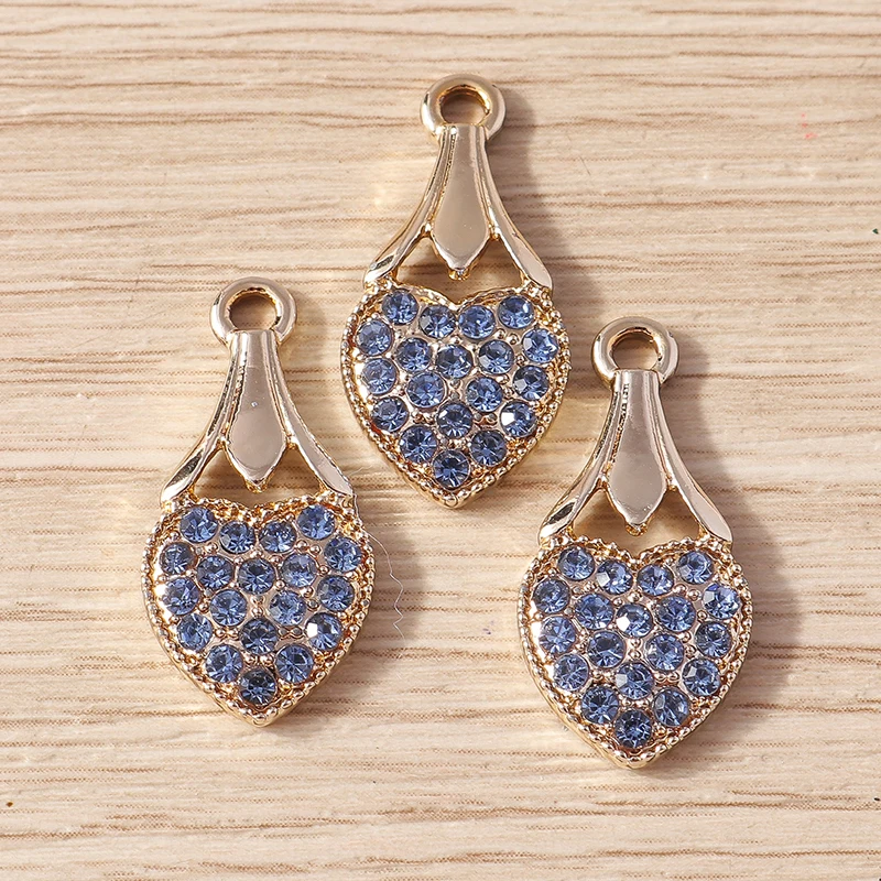 10 Stück 12x24mm Zarte Kristall-Liebesherz-Anhänger für Schmuckherstellung, Halsketten, Ohrringe, Armbänder, DIY-Bastelzubehör – Detail 8