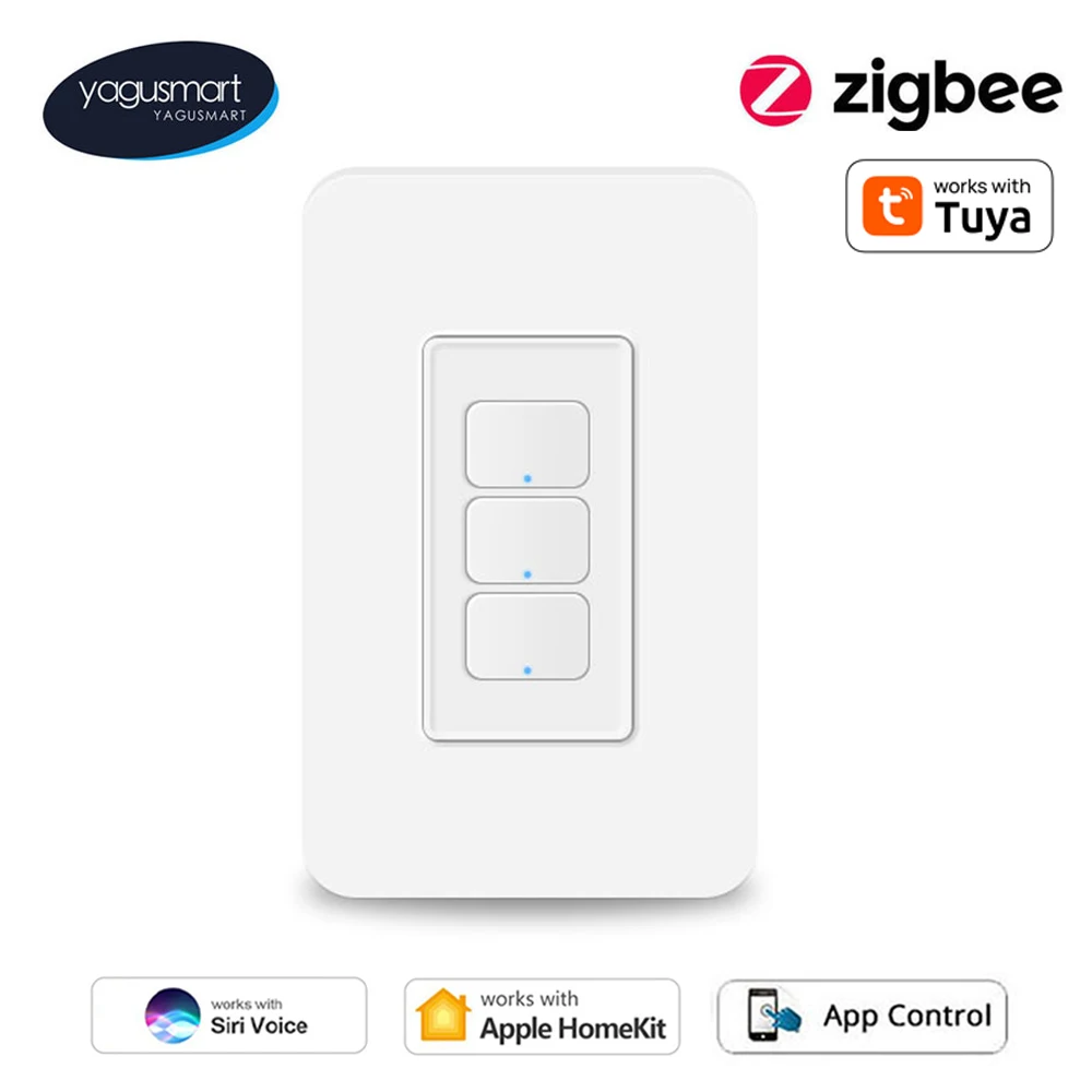 Yagusmart inteligentny przełącznik Zigbee współpracuje z Tuya Homekit Alexa Google Home Control w USA wymagany neutralny przełącznik przyciskowy ścienny