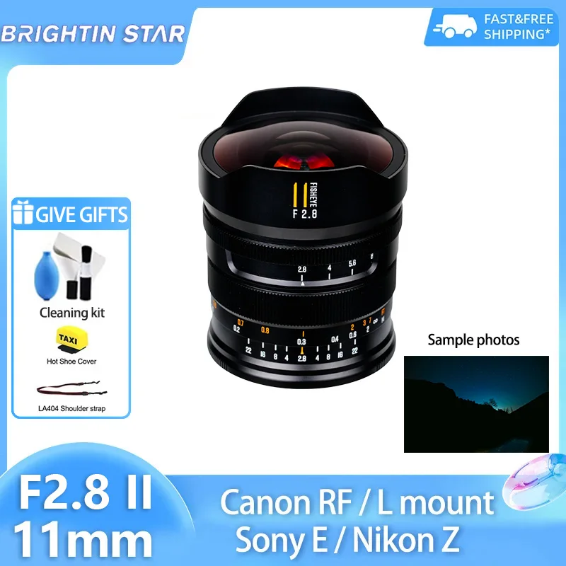 

Широкоугольный объектив Brightin Star 11mm F2.8 II с большой апертурой для полнокадровых беззеркальных камер Sony E, Nikon Z, Canon RF, Leica L Mount