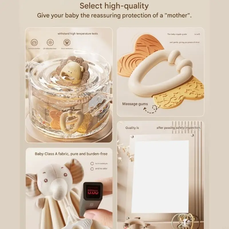 14 個パックベビーガラガラ新生児ギフトセットおしゃぶりハンドベル感覚聴覚発達おもちゃの質感体験 A2UB