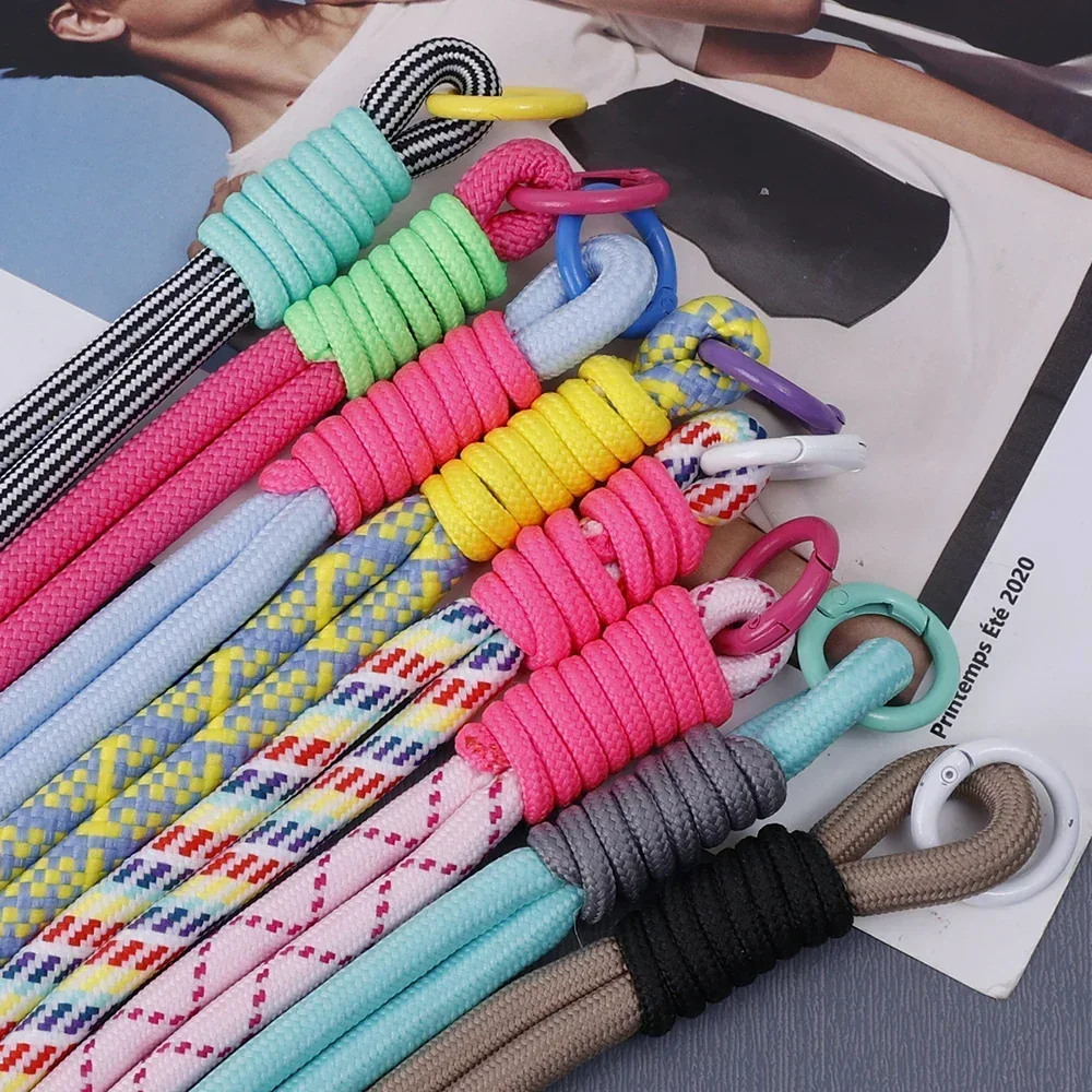 Mobile Phone Lanyard Nylon Braided Wrist Strap Short Phone Rope Portable Bag Key Chain Anti-loss Mobile Phone Chain with Clip