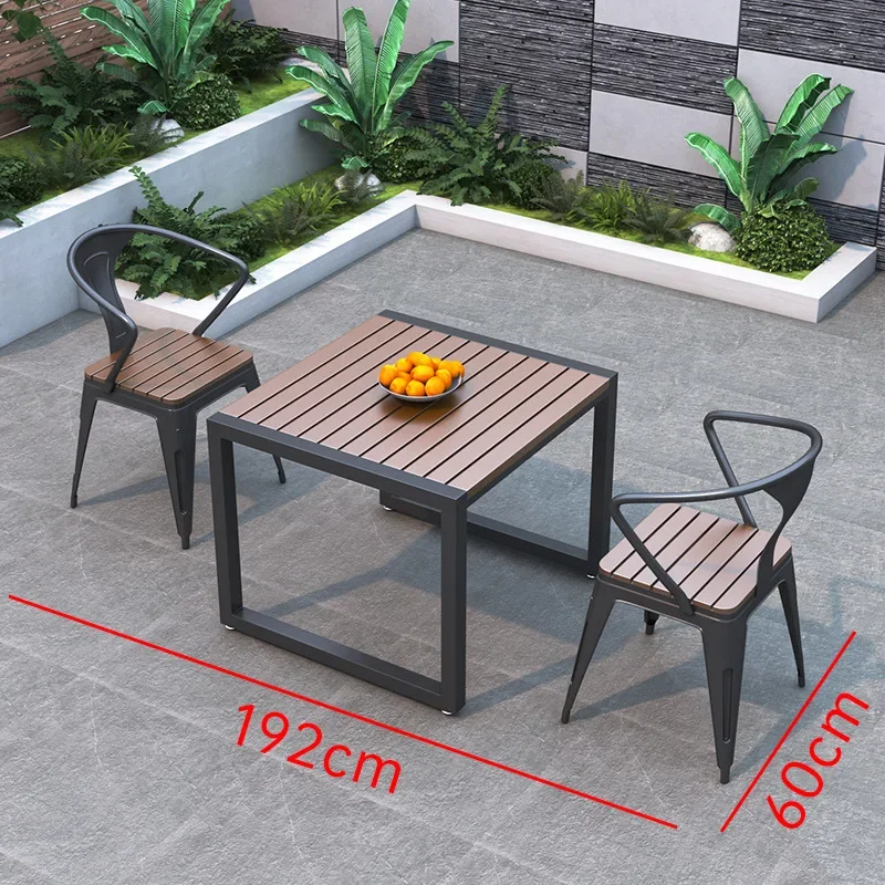 Park outdoor courtyard tables and chairs outdoor waterproof and sun-proof dining table balcony open-air wrought iron plastic woo