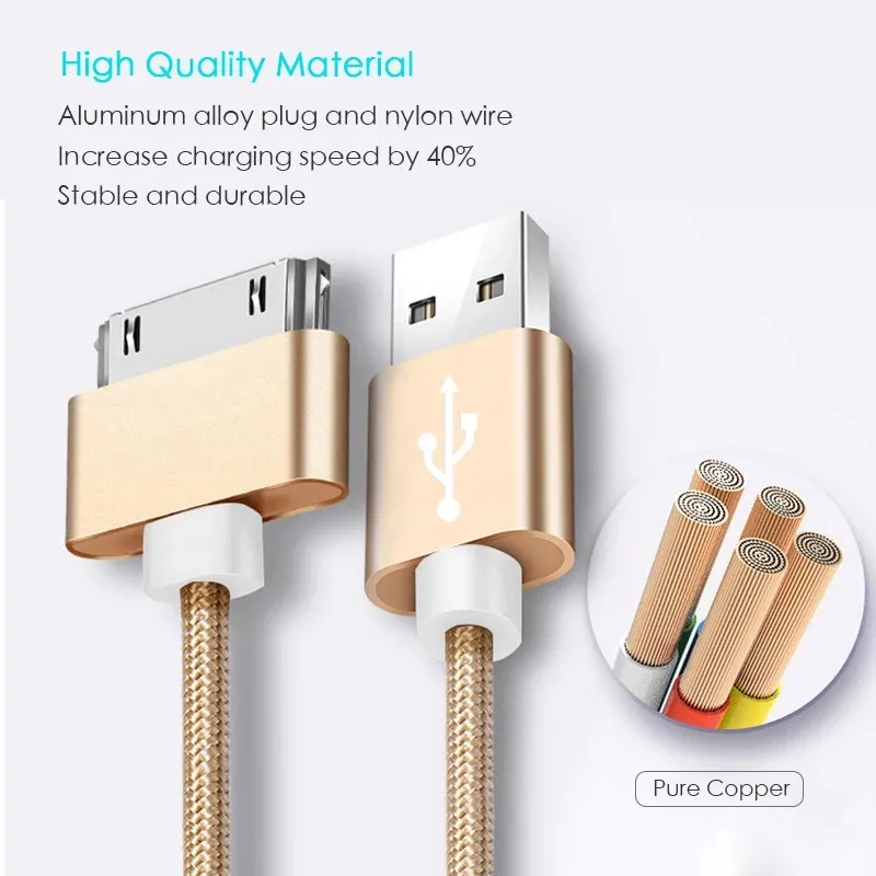 USB 고속 충전 케이블, 애플 아이폰 4, 4s, 3GS, 3G, 아이패드 1, 2, 3, 아이팟 나노 터치 30 핀, 오리지널 충전기 어댑터, 데이터 동기화 코드