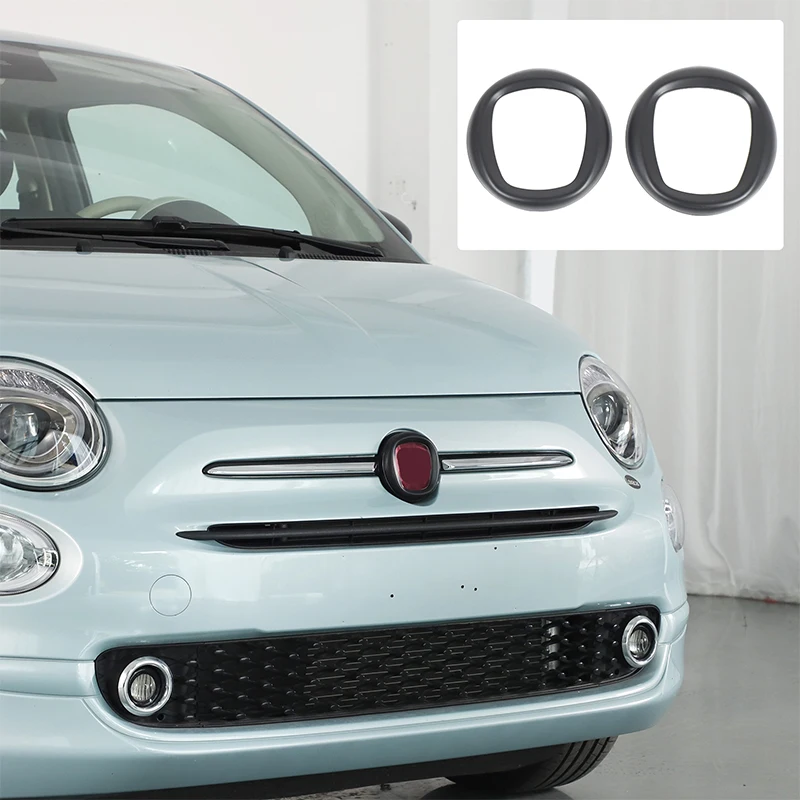 

metyoucar For Fiat 500 2016-2025 ABS Carbon fiber Car Front Rear logos Cover Decorative Stickers Car Accessories