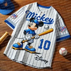 New Arrivals Disney Mickey Mouse Print Baseball Jerseys Summer Children's Short Sleeve Tshirts Top Casual Team Training Uniform