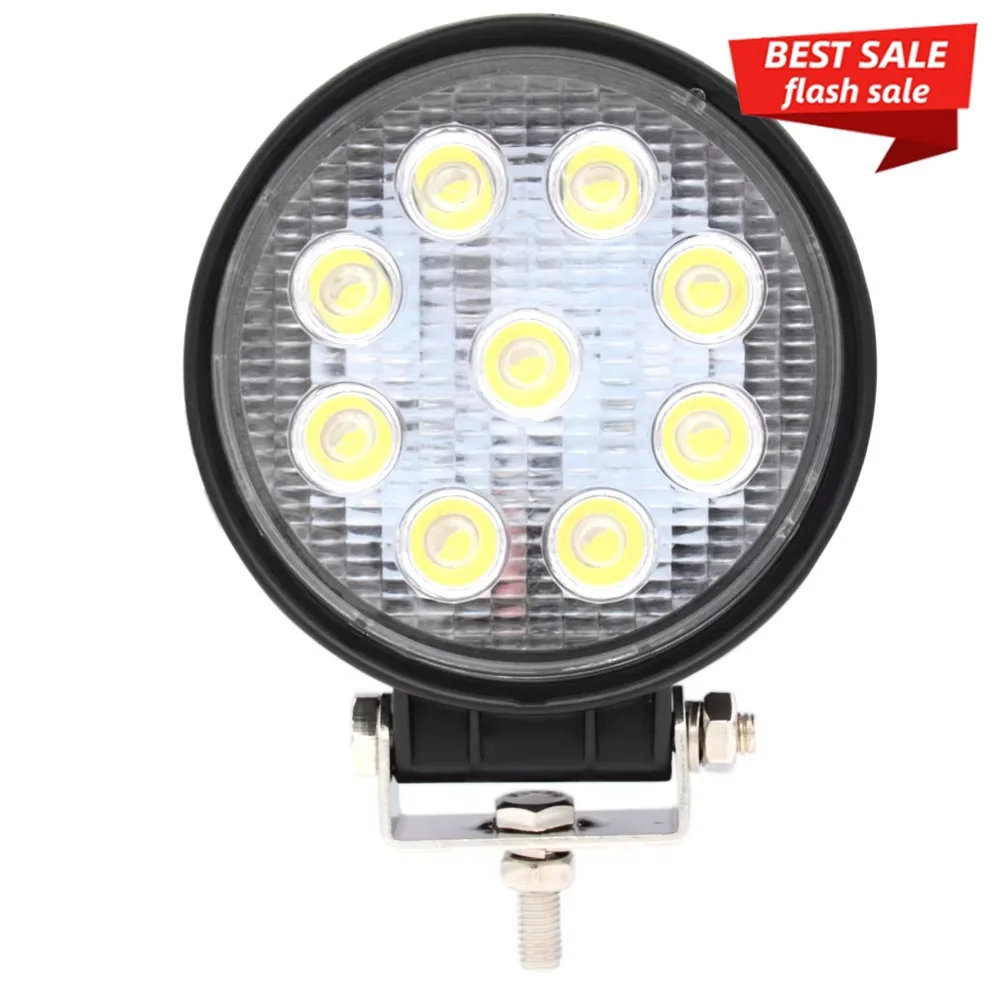 12V, 24V Forklift Excavator Harvester Large Led Light Diffused 9-bead Large Arm Ultra-bright Engineering Light 27W