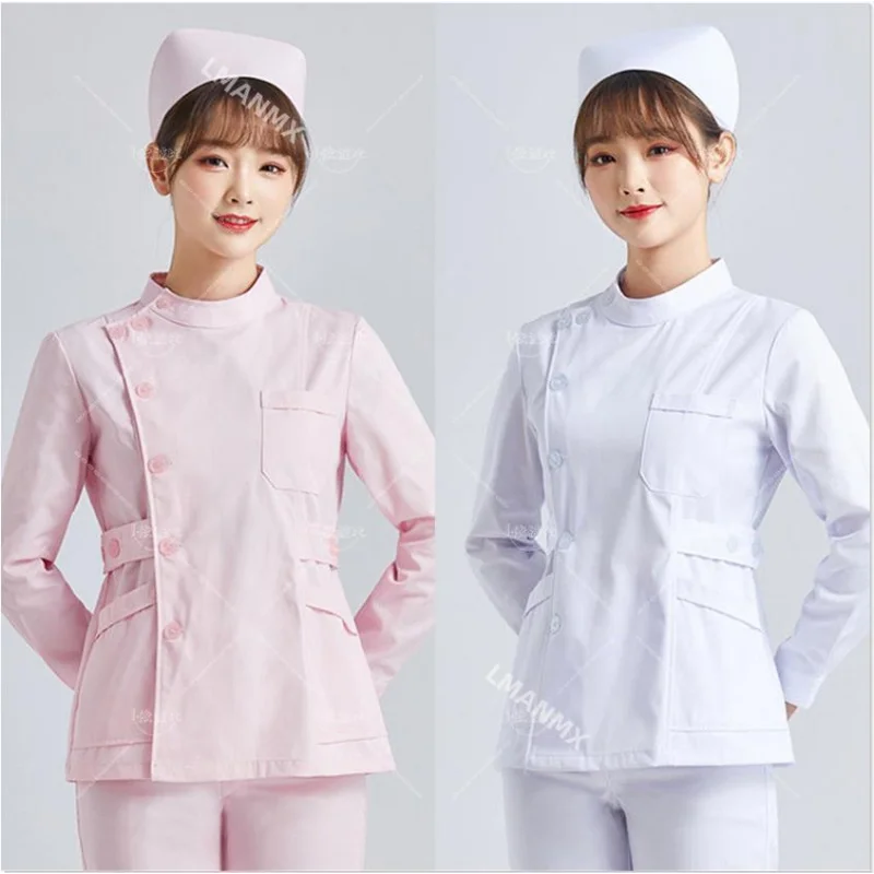 White Short Sleeve Scrubs Uniforms Women Pet Grooming Clinic Nursing Clothes Workwear Nurse Scrub Work Pink Medical Uniform