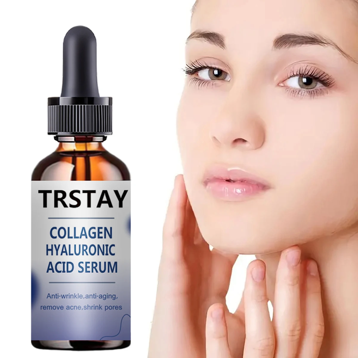 Facial skincare collagen, hyaluronic acid, serum, retinol, vitamins, moisturizing, whitening, and shrinking pores