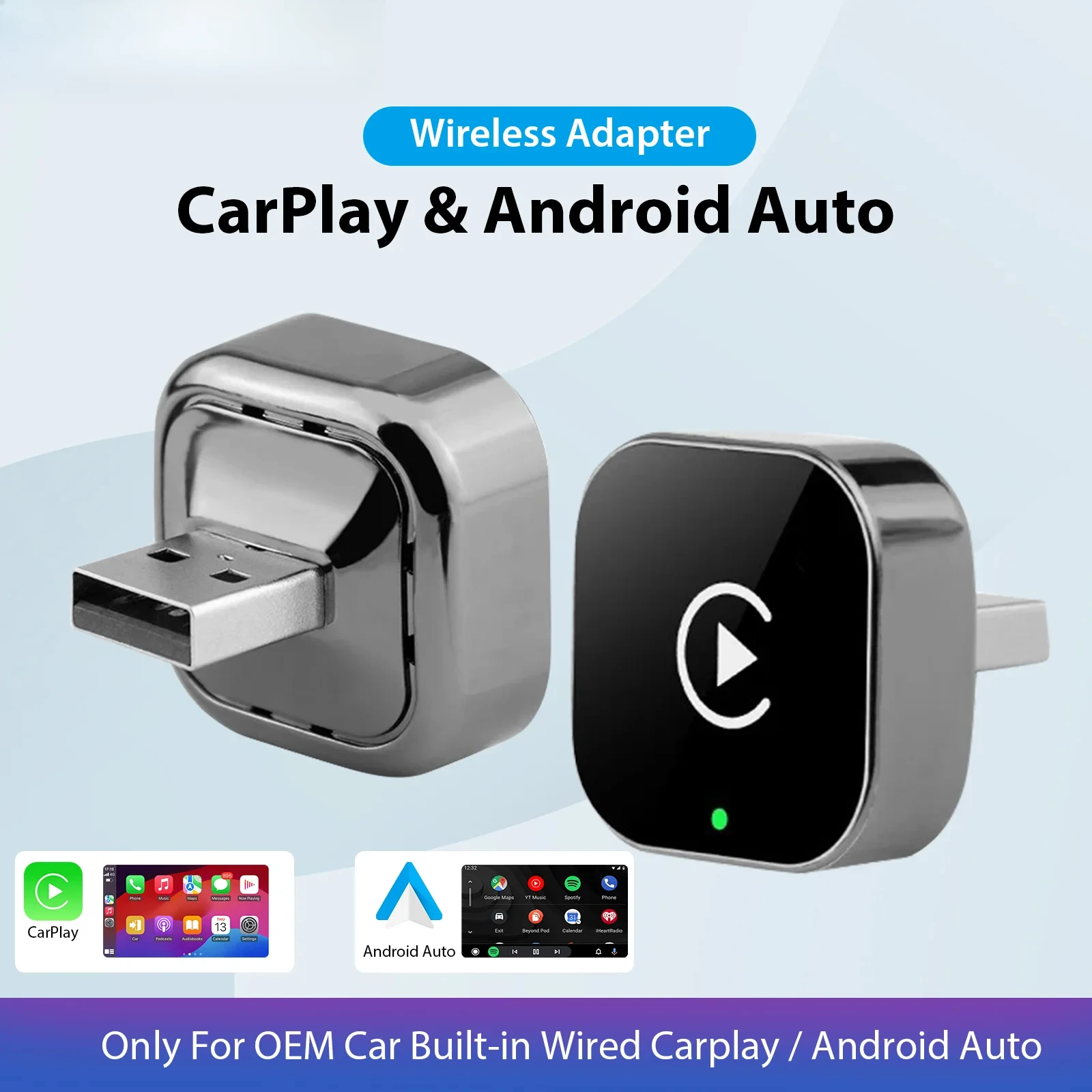 Nouveau Pionray 2 en 1 adaptateur CarPlay sans fil et adaptateur sans fil Android Auto, 5Ghz WiFi type-c/USB Plug Play CarPlay sans fil