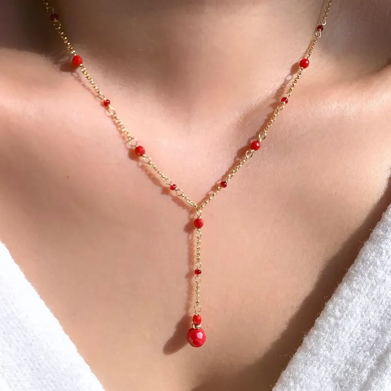 red coral pendant necklace