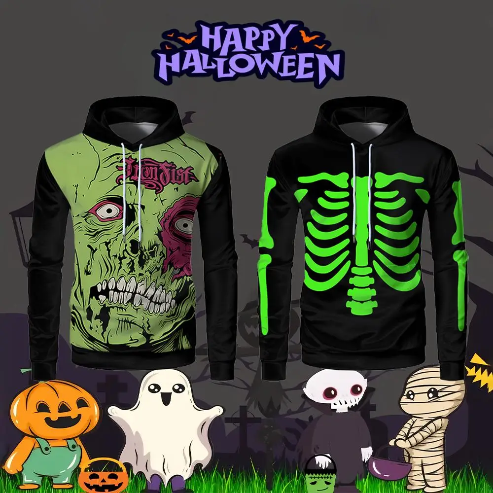 

Zombie Skull Graphic Hoodie Sweatshirt Street Hip-hop Fashion Party Casual Y2k Tops Unisex Long-sleeved Pullover Sweatshirts