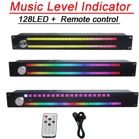 1U/1.5U Music Level Indicator 128 Full Color LED Music Spectrum Digital Display Atmosphere Light Audio Signal Melody Rhythm Lamp