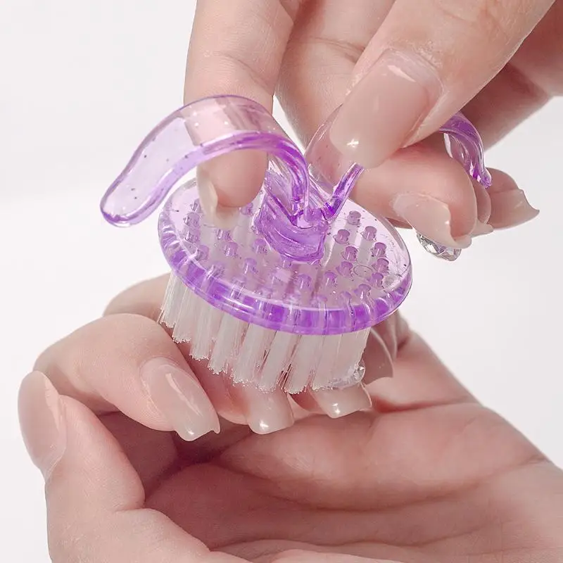 Plastic Nail Brushes Nail Hand Scrubbing Detail Cleaning Brush Dust Remover Cleaner Nail Art Manicure Cuticle Pusher Tools
