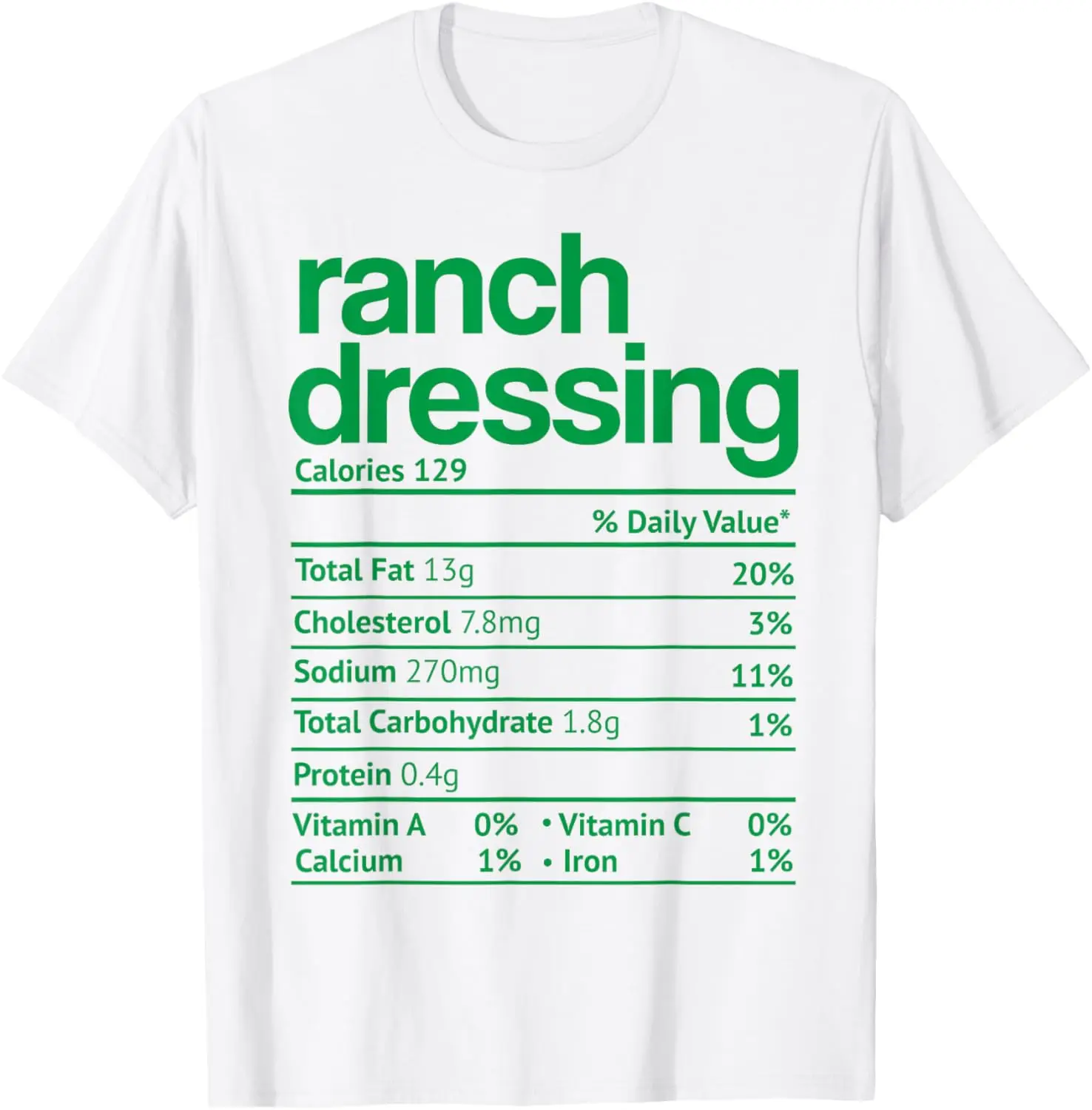 

Ranch Dressing Nutrition Fact Funny Thanksgiving Christmas T-Shirt
