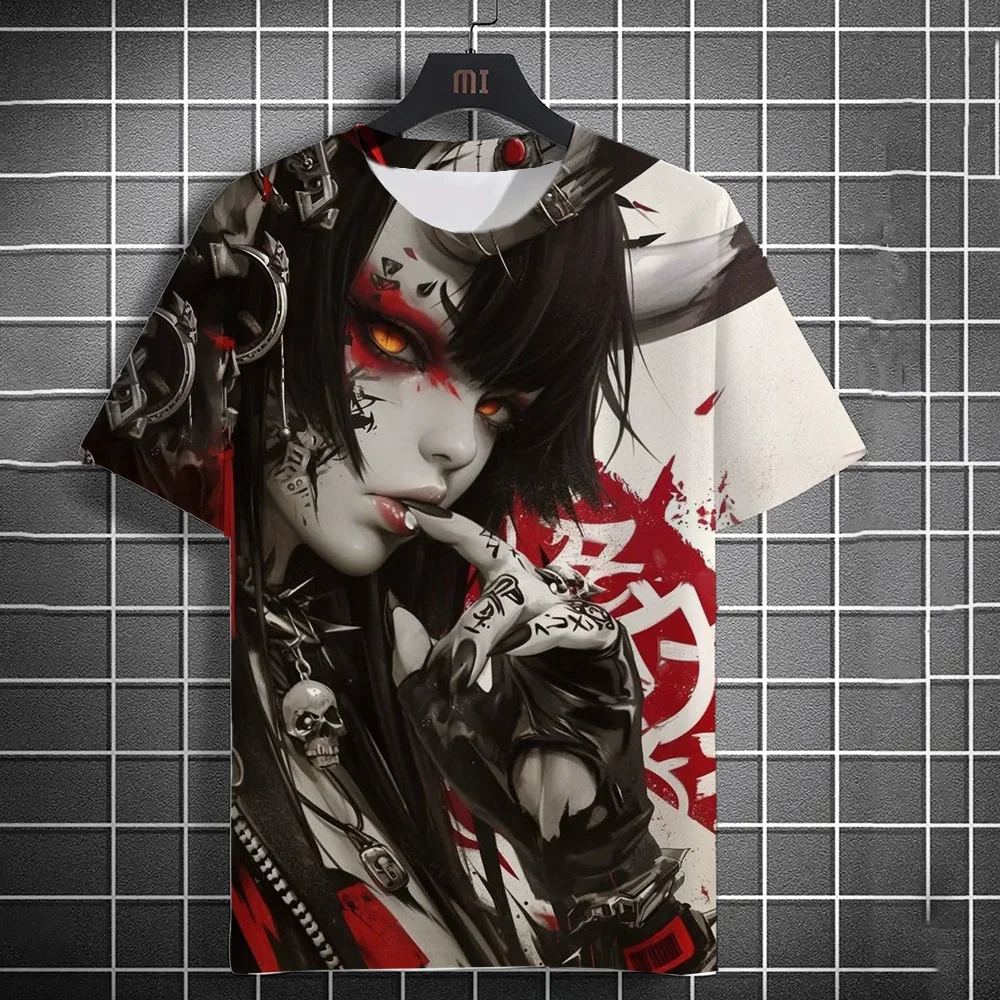 Men Japanese Oni Demon Anime 3D Printed T Shirt Polyester Fiber Short Sleeve O Neck Streetwear Tops