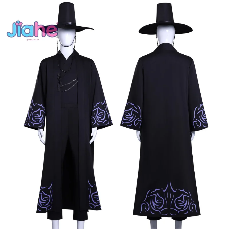 

Anime KPop Demon Hunters Saja Boys Jinu cosplay costume Cloak pants hat earrings prop set Halloween men woman new uniform