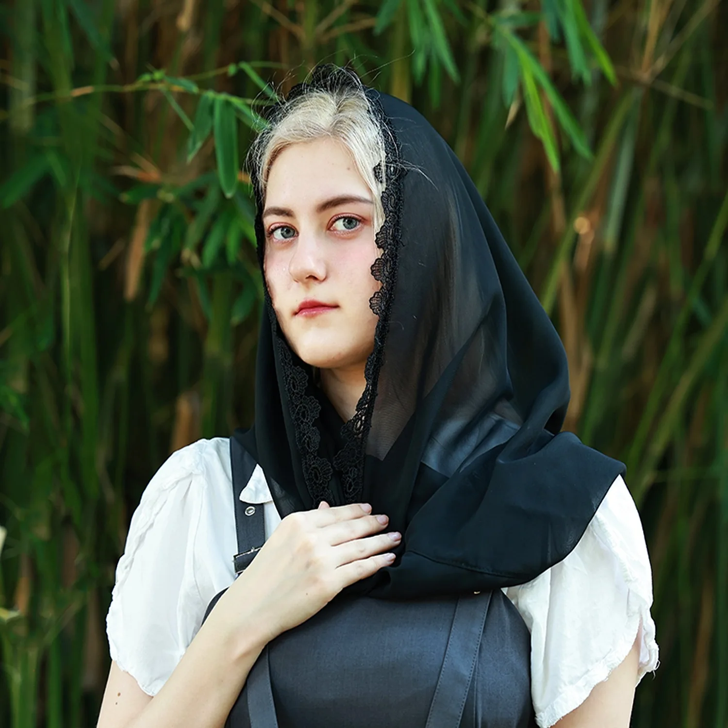 

Summer women's Chiffon Lace Black Scarf Exotic Ethnic Style Headwear New Product Baotou Scarf Bufanda 4w943