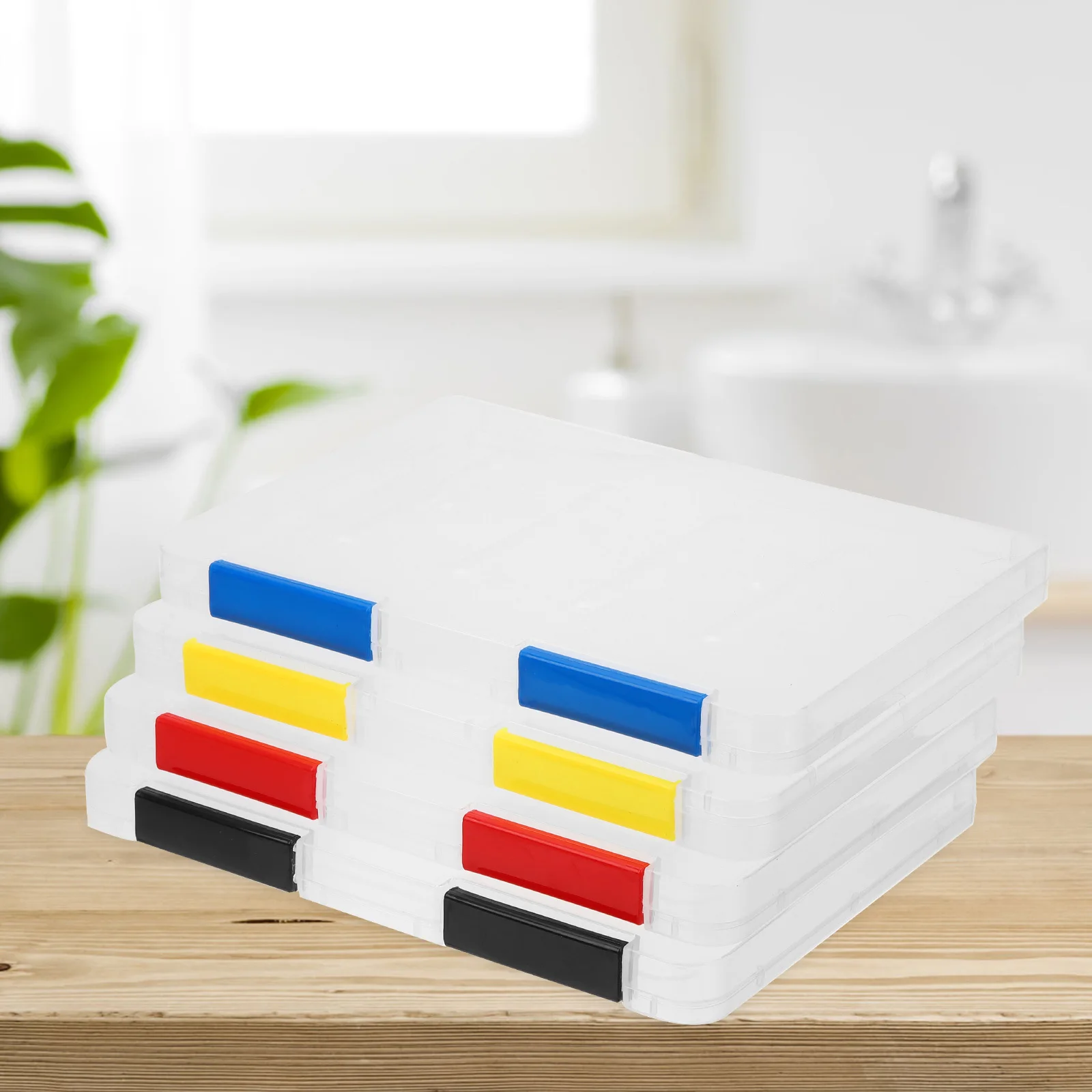 Picture 6: 4pcs File Storage Box Clear Document Organizer Stackable Transparent File Container For Office Desktop Home Use Secure