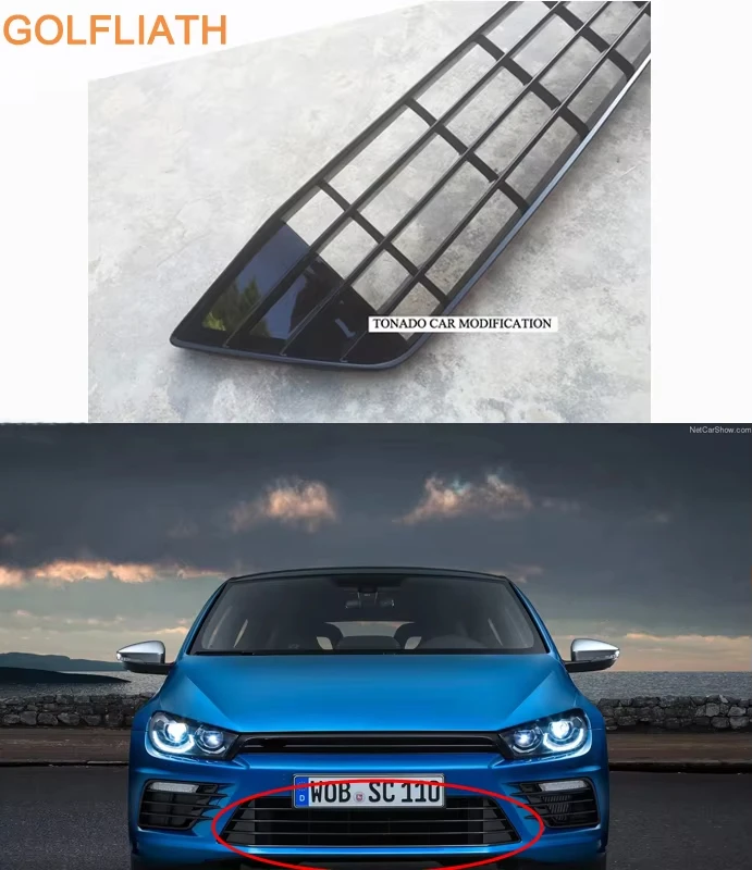 

For VW Scirocco R 2015-2016 Lower Front Bumper Grill ABS Plastic Glossy Black Replacement