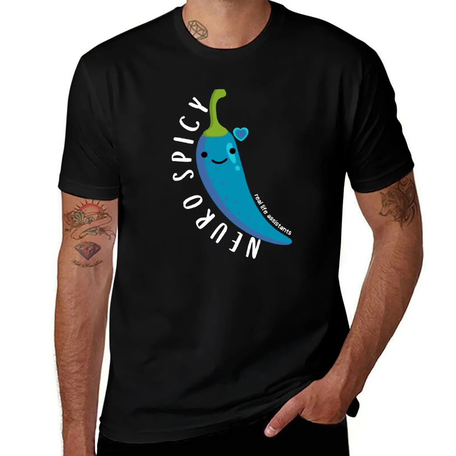 

NeuroSpicy Blue White Writing T-Shirt Trendy Casual Short Sleeve Shirt
