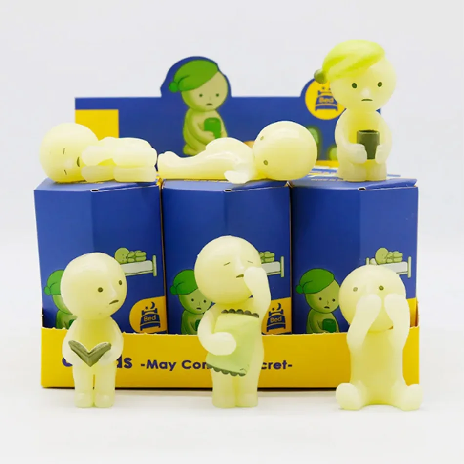 Bonita figura de Anime Smiski, caja ciega, serie de dormitorio, juguetes noctilucentes sorprendentes, modelo para recoger muñecos, decoración, regalos de Navidad para niños