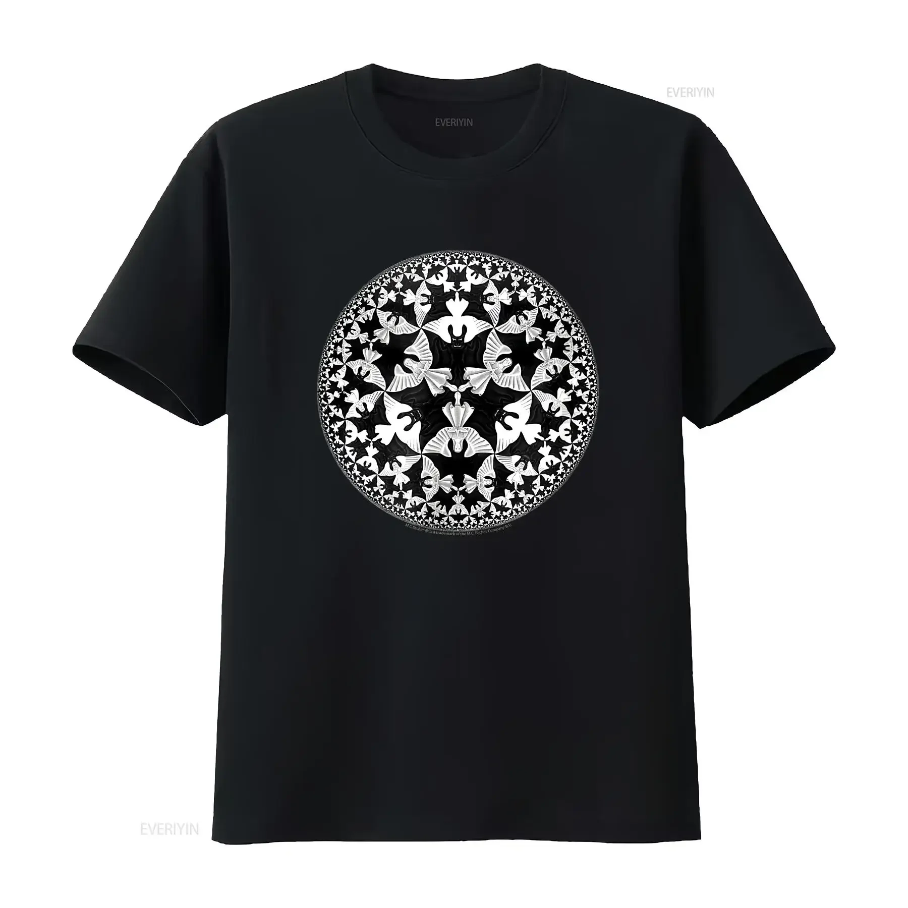 

M C Escher Circle Limit IV T Shirt Vintage Washed Breathable Graphic Versatile Soft Casual Top For Everyday Wear Homme Fashion