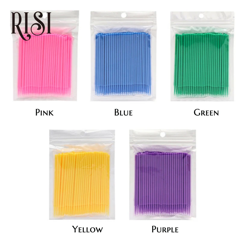 Free RISI Wholesale Disposable Micro Swabs Eyelash Cotton Swab Micro Swabs Lash Applicator Eyelash Extensions Brushes