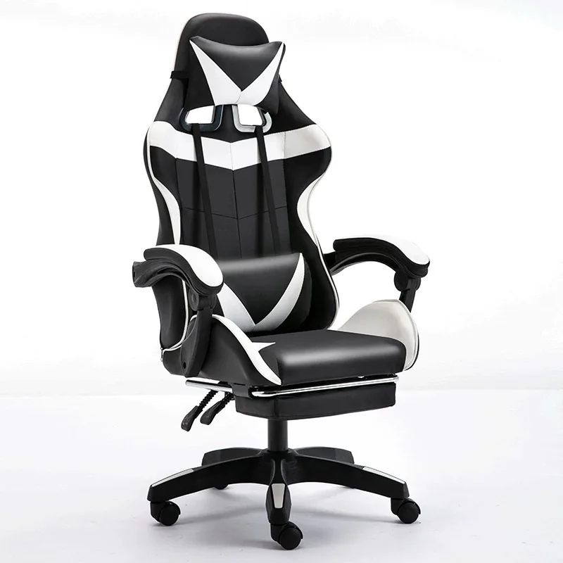 Cadeira Gamer de Couro Vermelha e Preta com Design Ergonômico, Altura Ajustável, Giratória com Elevação a Gás - Cadeira de Corrida com Encosto Alto para Casa e Escritório