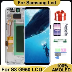 100% AMOLED LCD For Samsung Galaxy S8 Lcd G950 G950F SM-G950F/DS G950B Display Touch Screen Digitizer Assembly With Frame