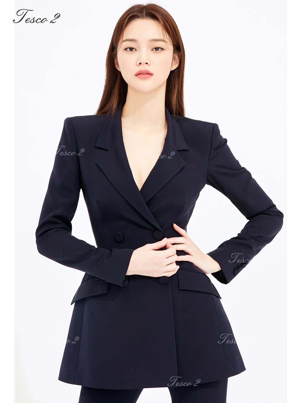 Tesco New Women\'s Suit Slim Fit Flare Mop Pants Chic Elegant Suit For Women Formal Office Lady Suit For Spring Autumn 2 Piece