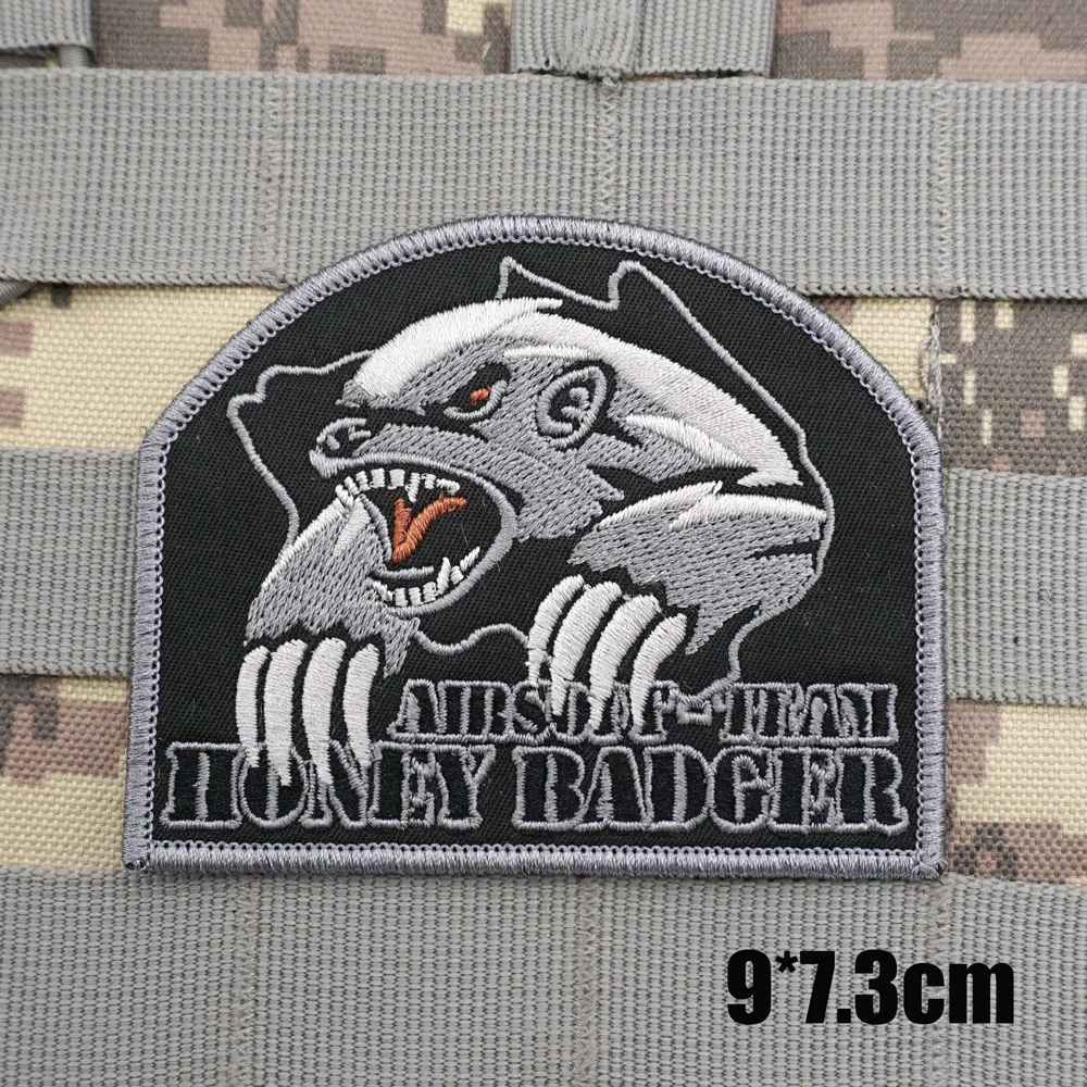 Honey Badger Airsoft Military Tactical Embroidered Patches Armband Backpack Badge with Hook Backing for clothing