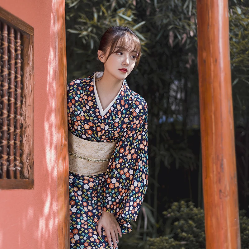 Japonês tradicional quimono feminino estilo vintage clássico vestido longo estampas florais formal yukata cosplay traje