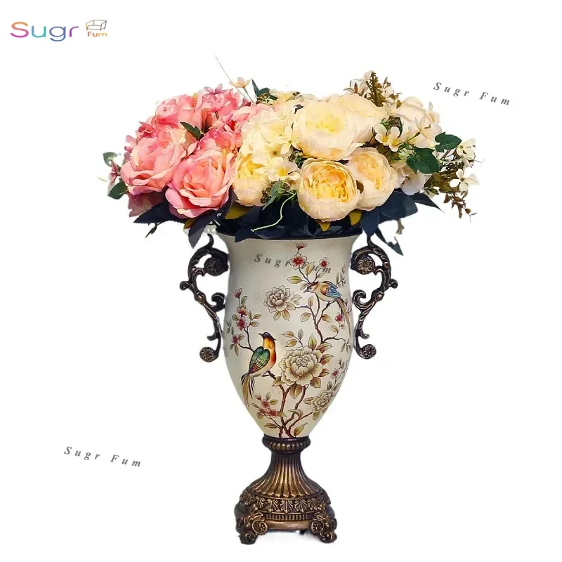 

European pastoral vase ornament, living room home decoration ornament, dried flower arrangement, wedding housewarming gift