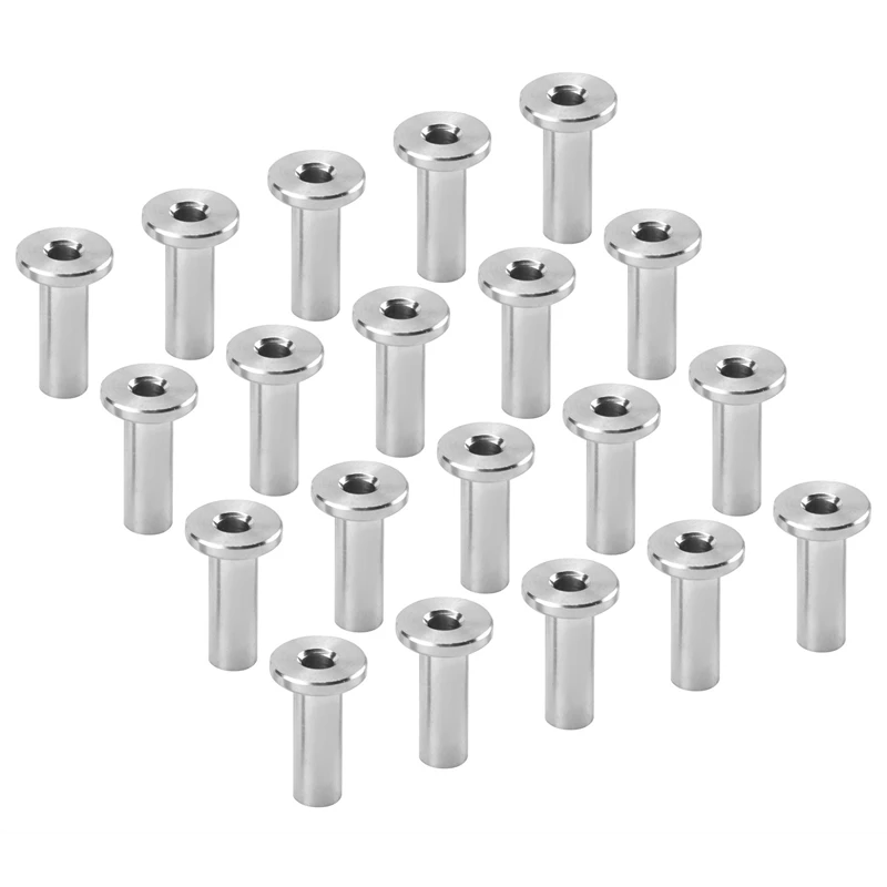 Hot 20Pcs Stainless Steel Protector Sleeves Protective Sleeves Grommet Kit For 1/8Inch Wire Rope Cable Railing, DIY Balustrade T