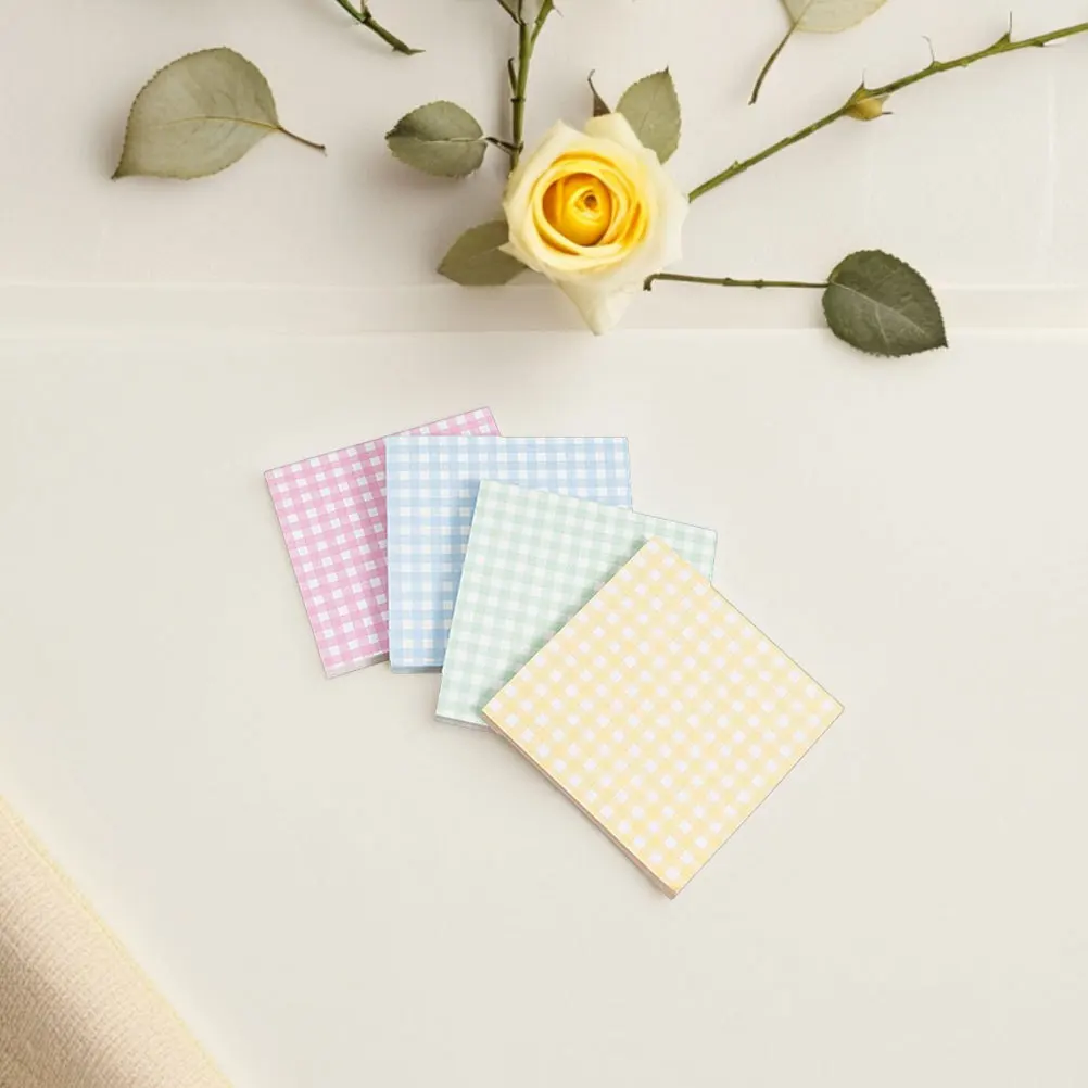8Pcs Tearable Sticky Memo Pads Square Grid Adhesive Notes Cute Writing Pads Meeting Office Classroom School Supplies