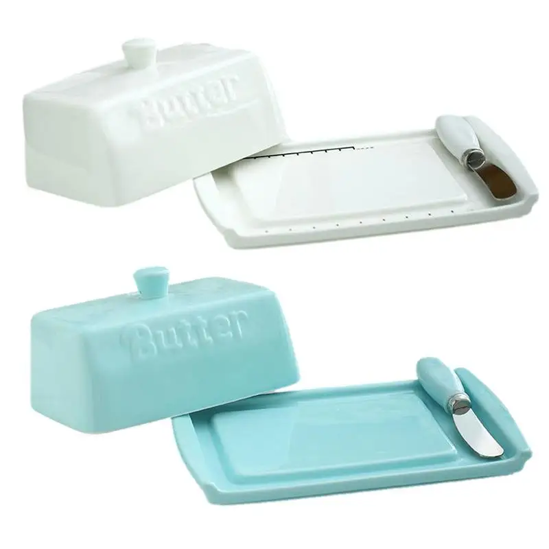 

Porcelain Butter Dish Butter Holder Non-Slip Sturdy Heat Resistant Microwave Safe Easy To Clean Butter Dish With Cover For East