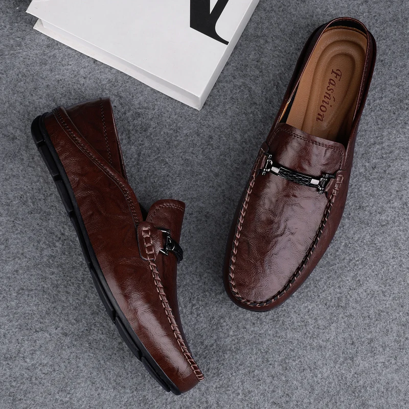 

Men's breathable casual summer shoes with hollowed out men's driving shoes, high-quality men's business genuine leather loafers