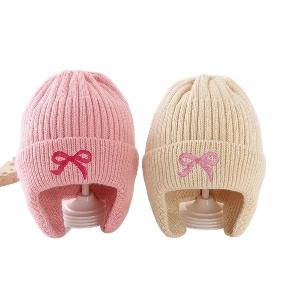 

Новый вязаный пуловер, теплая морозостойкая шапка для защиты ушей, ветрозащитная шапка-бини с бантом и вышивкой